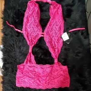 Frederick's Hot pink lace lingerie